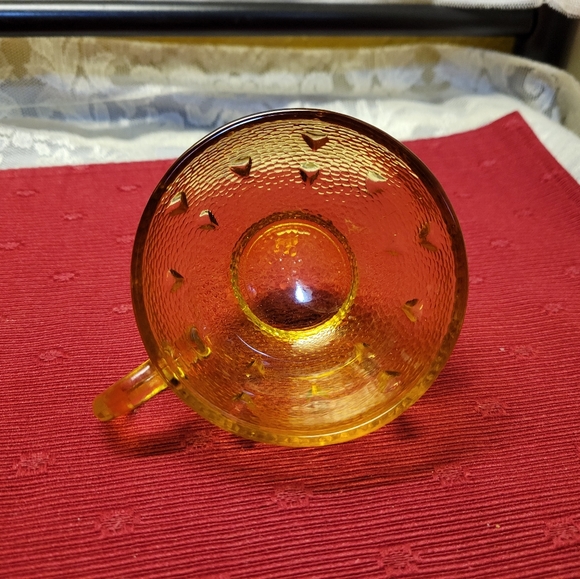 3 Vtg 50's HAZEL-ATLAS GOLD/AMBER INFORMAL TEARDROP PEBBLESTONE TEA CUPS - Picture 5 of 7